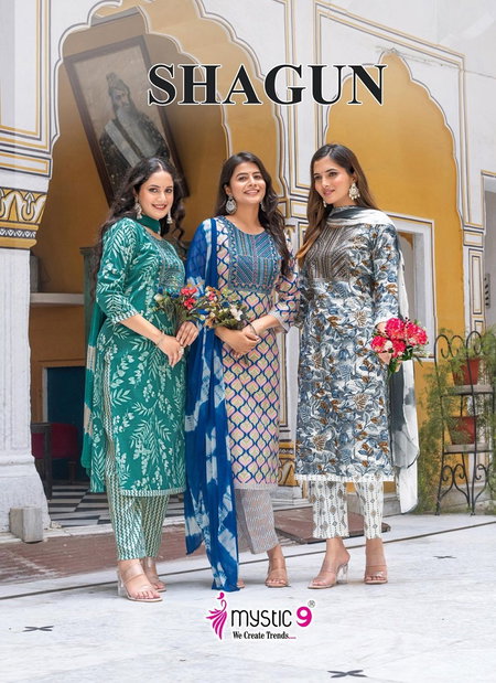 Shagun Vol 21 By Mystic 9 Rayon Wholesale Kurti With Bottom Dupatta In India
